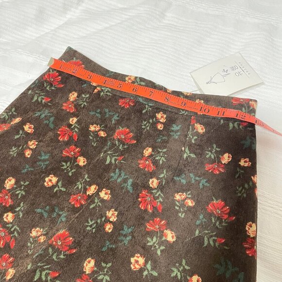 NWT Floral Corduroy A-Line Mini Skirt Brown - XS - Picture 11 of 11